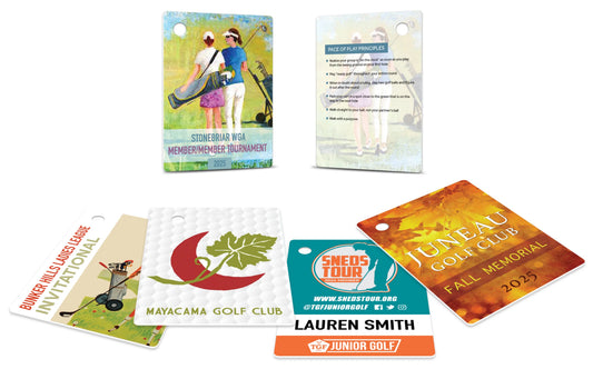 Custom cover tag on a Golf Rule Tags set