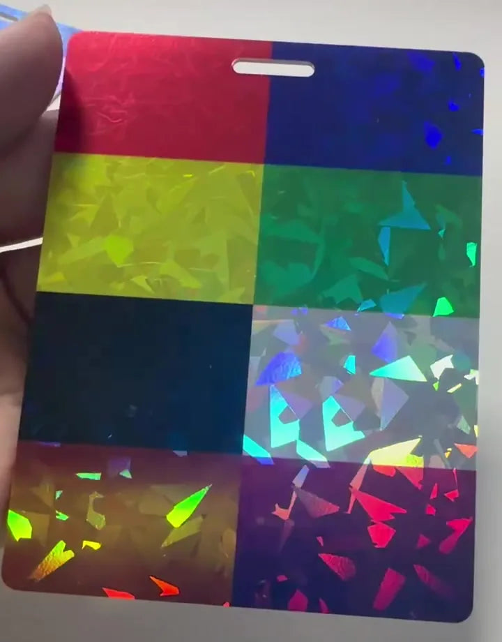 Test color grid printed over Cracked Ice Holographic