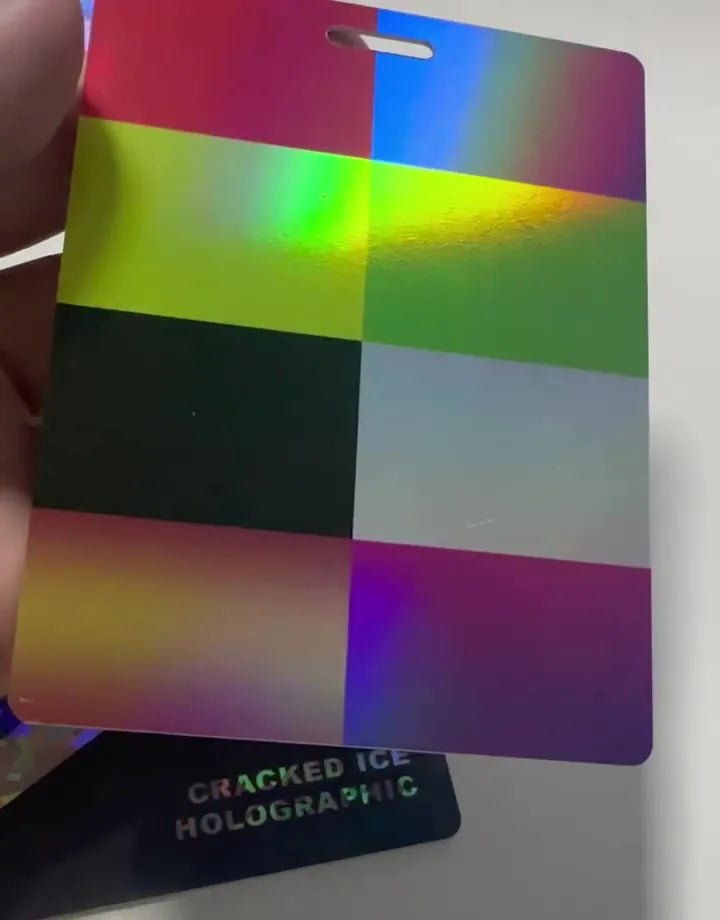 Test color grid printed over Rainbow Holographic