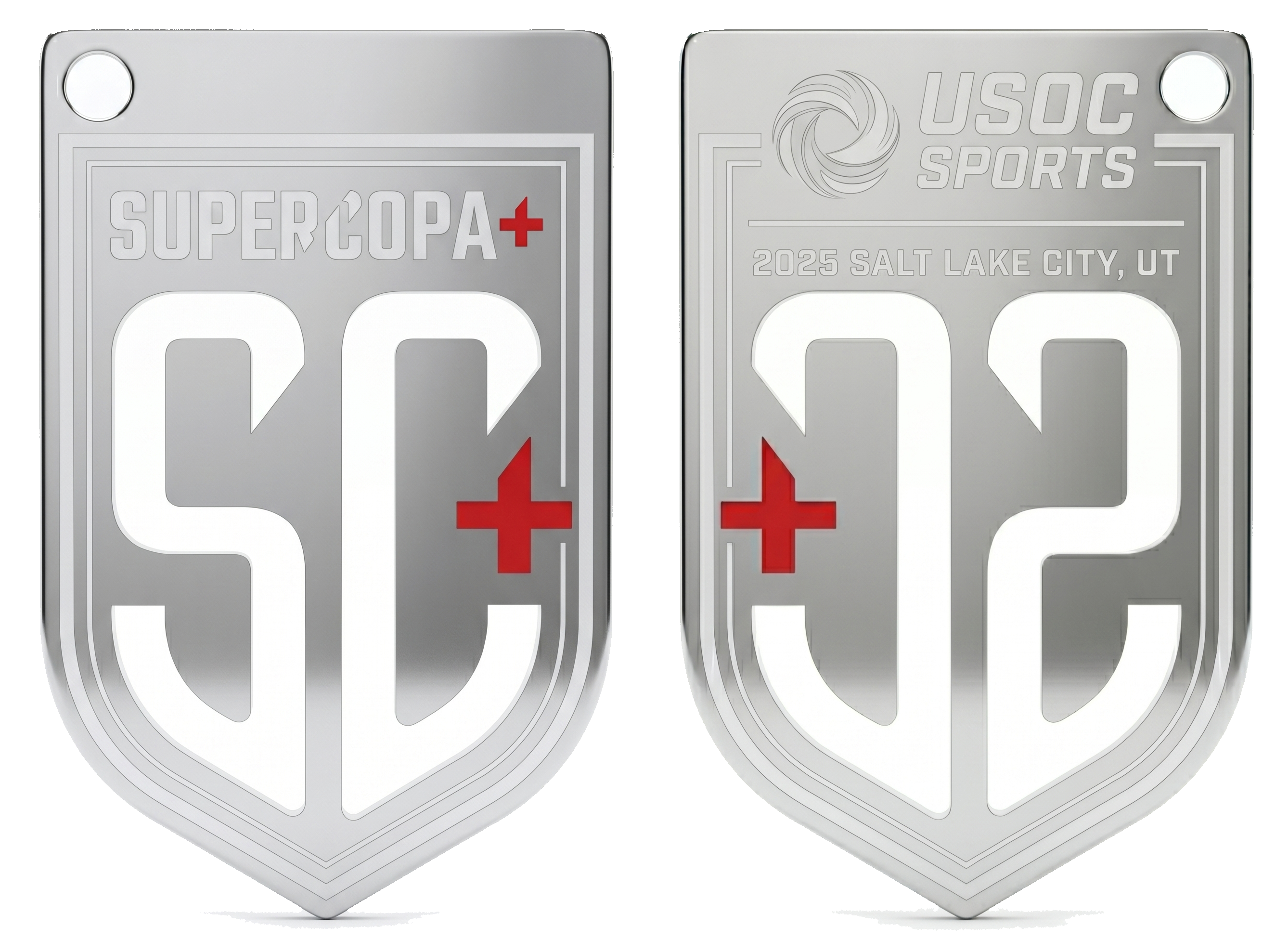 Custom Metal Tag, stainless steel with etched finish, shown front and back — heirloom recognition piece