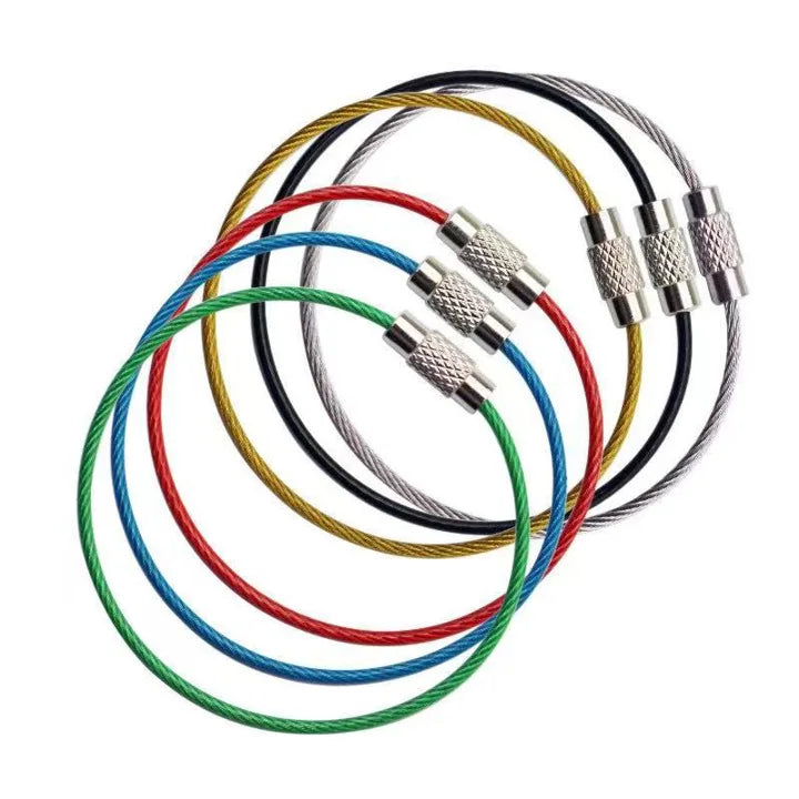 ScrewLock cable rings — silver standard plus black, gold, red, blue, and green